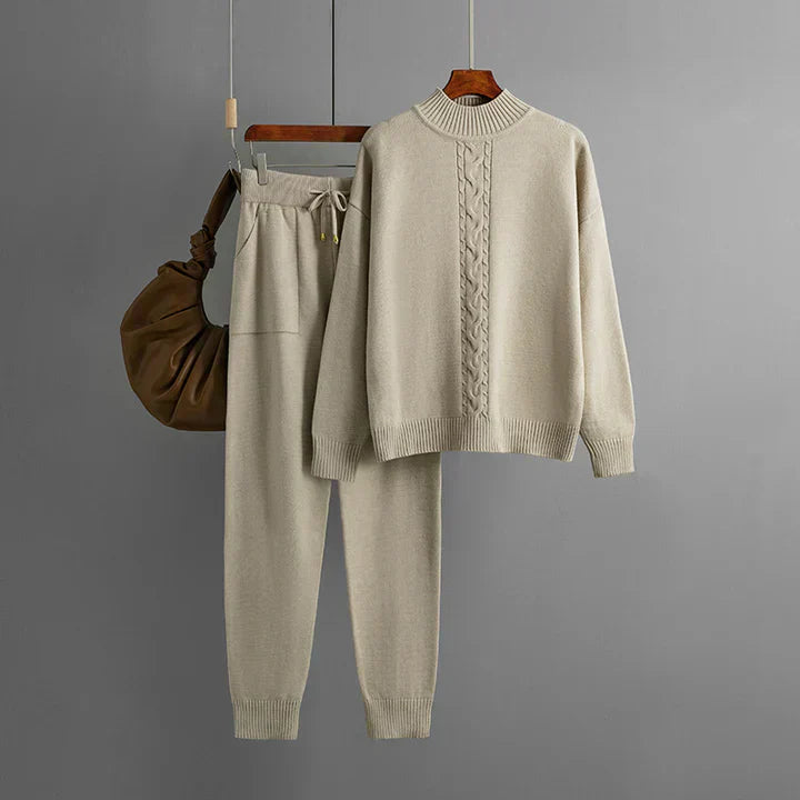 Amelia - Knitted Winter Set with Half Turtleneck for Women