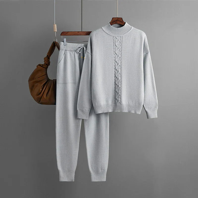 Amelia - Knitted Winter Set with Half Turtleneck for Women