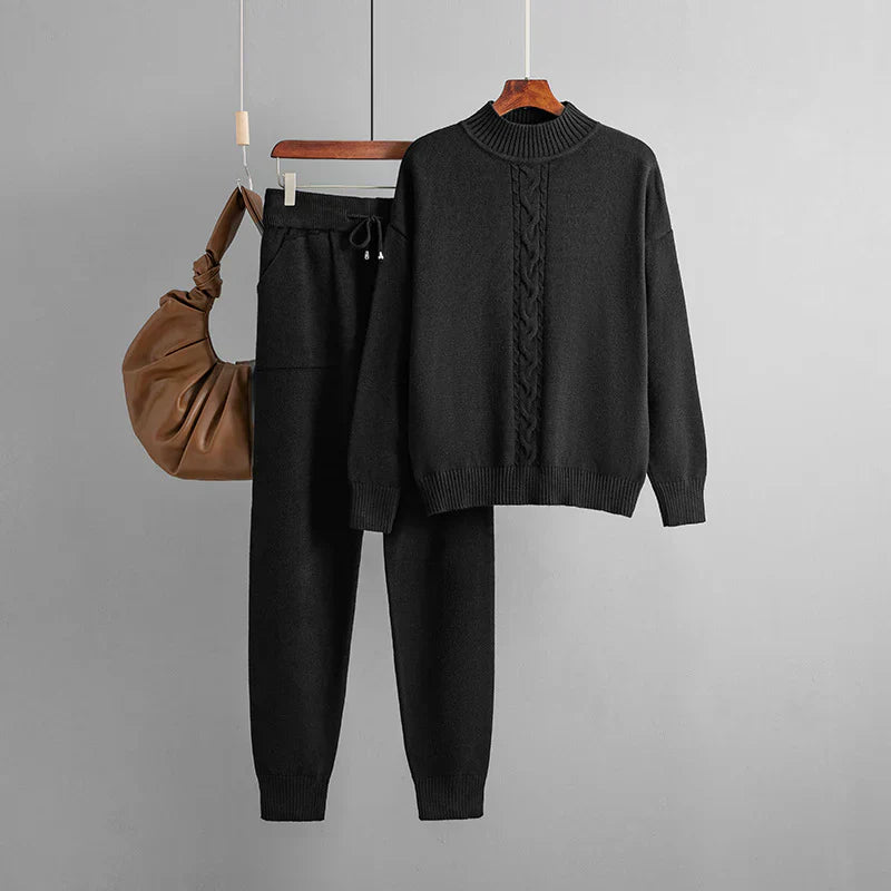 Amelia - Knitted Winter Set with Half Turtleneck for Women