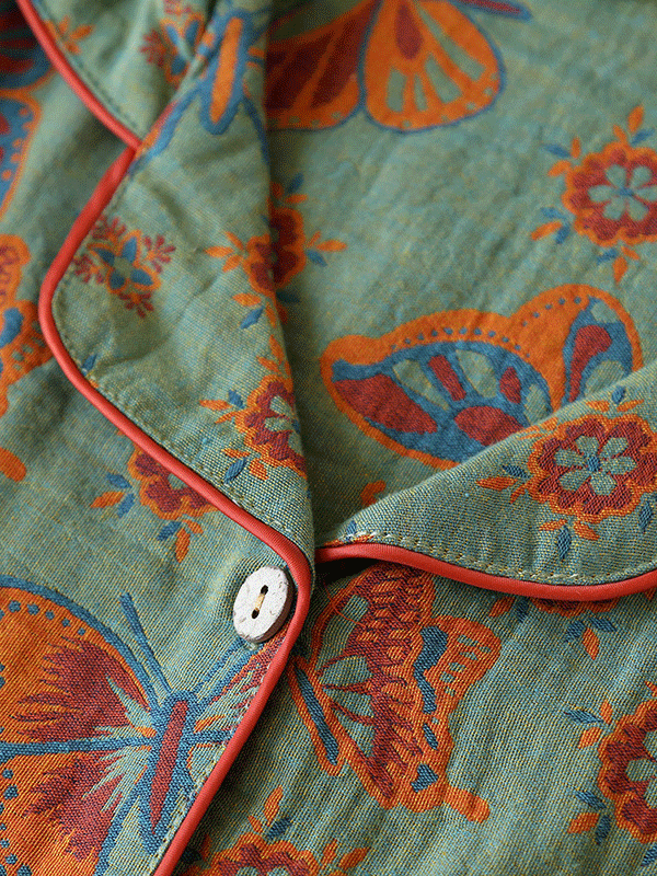 Andy - Vintage Butterfly Print Summer Pyjama Set for Women